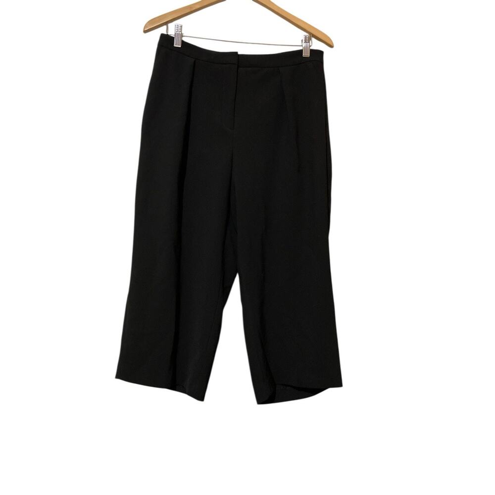 White House Black Market Womens Pants 8 Black Wide Leg Crop Tie Front High Rise